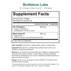 BioNature Labs Oil of Oregano & Black Seed Oil Softgels Supplement Facts panel
